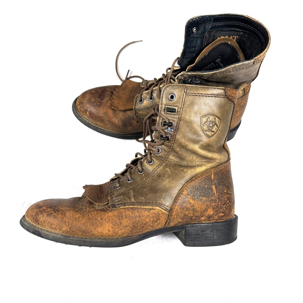 Ariat Heritage Lacer Western Boots Men's US 9D Brown Distressed Leather Workwear